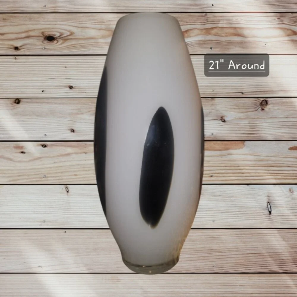 IKEA - Black and White Tall Oval Glass Vase - Modern-Look - Handcrafted Glass